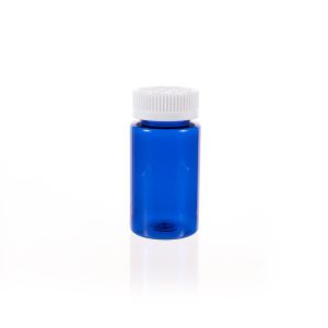 120cc Blue PET Plastic Packer Bottle (F3006P0120) with White Child-Resistant Plastic Cap