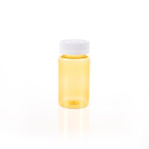 120cc Yellow PET Plastic Packer Bottle (F3006P0120) with White Child-Resistant Plastic Cap