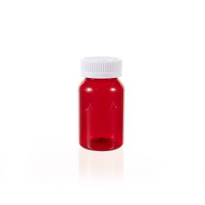 120cc Red PET Plastic Packer Bottle (F3007P0120) with White Child-Resistant Plastic Cap