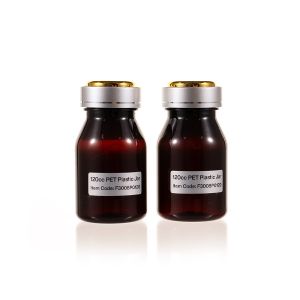 120cc Amber Plastic Packer Bottle (F3008P0120) with Electroplated Silver Double Shell Cap