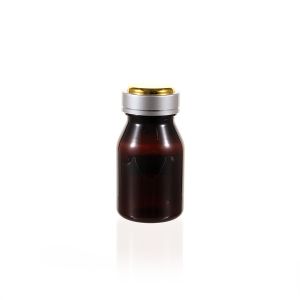120cc Amber Plastic Packer Bottle (F3008P0120) with Electroplated Silver Double Shell Cap