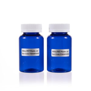 150cc Blue PET Plastic Packer Bottle (F3008P0150) with White Child-Resistant Plastic Cap