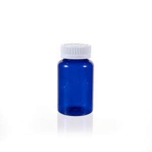 150cc Blue PET Plastic Packer Bottle (F3008P0150) with White Child-Resistant Plastic Cap