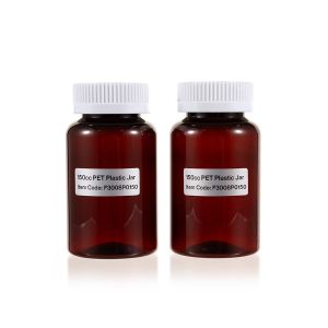 150cc Amber PET Plastic Packer Bottle (F3008P0150) with White Child-Resistant Plastic Cap