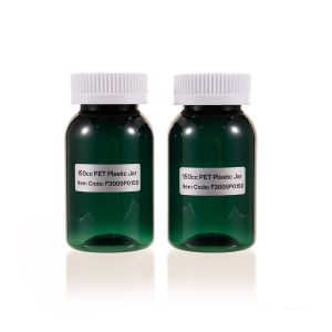 150cc Green PET Plastic Packer Bottle (F3009P0150) with White Child-Resistant Plastic Cap