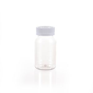 120cc Clear PET Plastic Packer Bottle (F3009P0120) with White Child-Resistant Plastic Cap
