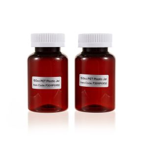 150cc Amber PET Plastic Packer Bottle (F3011P0150) with White Child-Resistant Plastic Cap