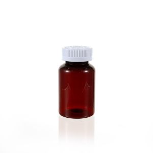 150cc Amber PET Plastic Packer Bottle (F3011P0150) with White Child-Resistant Plastic Cap