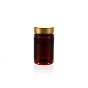 120cc Amber PET Plastic Packer Bottle (F3021P0120) with Gold Plastic Cap