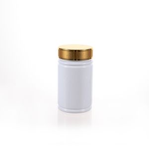 120cc Opaque White PET Plastic Packer Bottle (F3021P0120) with Gold Plastic Cap
