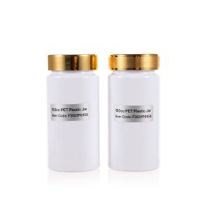 150cc Opaque White PET Plastic Packer Bottle (F3021P0150) with Gold Plastic Cap
