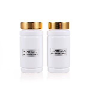 175cc Opaque White PET Plastic Packer Bottle (F3021P0175) with Gold Plastic Cap