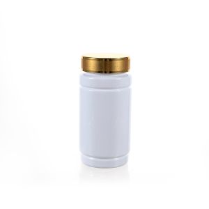 175cc Opaque White PET Plastic Packer Bottle (F3021P0175) with Gold Plastic Cap