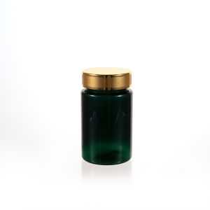 225cc Green PET Plastic Packer Bottle (F3021P0225) with Gold Plastic Cap