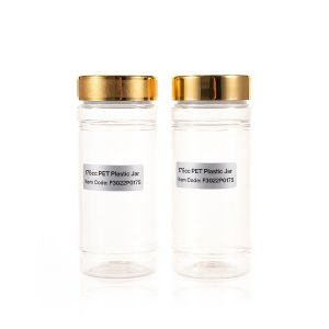 175cc Clear PET Plastic Packer Bottle (F3022P0175) with Gold Plastic Cap