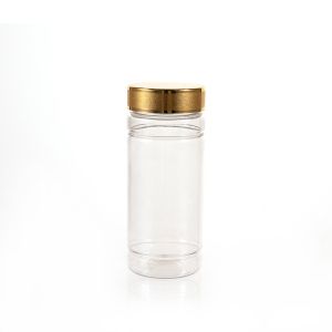175cc Clear PET Plastic Packer Bottle (F3022P0175) with Gold Plastic Cap