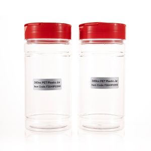 380cc Clear PET Plastic Packer Bottle (F3041P0380) with Red Flip-Top Plastic Cap