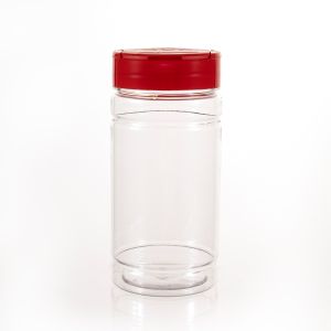 380cc Clear PET Plastic Packer Bottle (F3041P0380) with Red Flip-Top Plastic Cap
