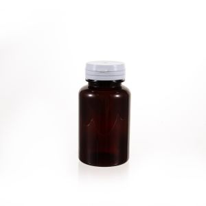 150cc Amber PET Plastic Packer Bottle (F3042P0150) with White Tear-Off Plastic Cap
