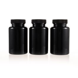 225cc Black PET Plastic Packer Bottle (F3021P0225) with Black Screw Cap