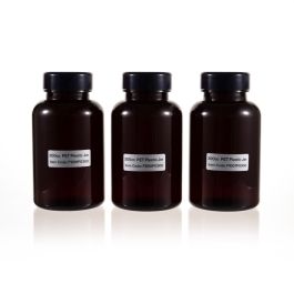 300cc Amber PET Plastic Packer Bottle (F1001P0300) with Black Cap