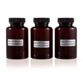 150cc Amber PET Plastic Packer Bottle (F1006P0150) with Amber Screw Cap