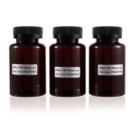 150cc Amber PET Plastic Packer Bottle (F1006P0150) with Amber Child-Resistant Plastic Cap