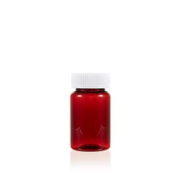 100cc Red PET Plastic Packer Bottle (F2019P0100) with White Child-Resistant Plastic Cap