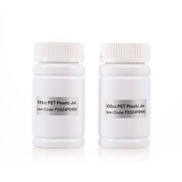 100cc White PET Plastic Packer Bottle (F2024P0100) with White Child-Resistant Plastic Cap