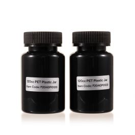 120cc Black PET Plastic Packer Bottle (F2040P0120) with Black Child-Resistant Plastic Cap