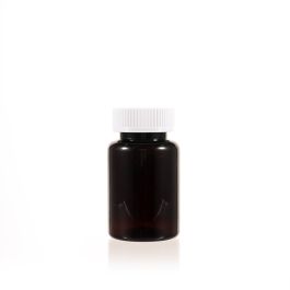 120cc Amber PET Plastic Packer Bottle (F2046P0120) with White Child-Resistant Plastic Cap