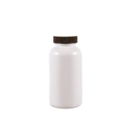 200cc Opaque White Plastic Packer Bottle (F2051H0200) with Black Plastic Cap 
