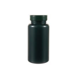 250cc Opaque Black Plastic Packer Bottle (F2064H0250) with Black Flip Top Plastic Cap