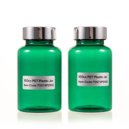 150cc Green PET Plastic Packer Bottle (F2074P0150) with Electroplated Silver Plastic Cap