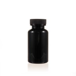 200cc Black PET Plastic Packer Bottle (F2128P0200) with Black Child-Resistant Plastic Cap