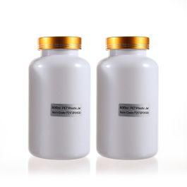 500cc White PET Plastic Packer Bottle (F2173P0500) with Electroplated Glod Plastic Cap (Hot Stamped Double Lines on the Side)