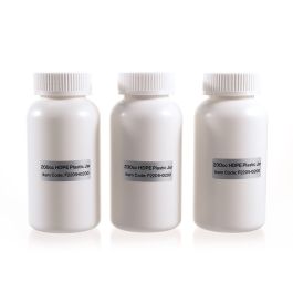 200cc Opaque White Plastic Packer Bottle (F2201H0200) with White Child-Resistant Plastic Cap