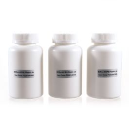 300cc Opaque White Plastic Packer Bottle (F2201H0300) with White Child-Resistant Plastic Cap 