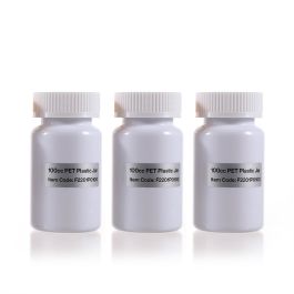 100cc White PET Plastic Packer Bottle (F2201P0100) with White Child-Resistant Plastic Cap