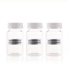 120cc Clear PET Plastic Packer Bottle (F2201P0120) with White Child-Resistant Plastic Cap