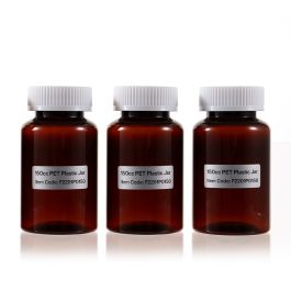 150cc Amber PET Plastic Packer Bottle (F2201P0150) with White Child-Resistant Plastic Cap