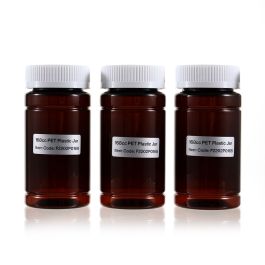 168cc Amber PET Plastic Packer Bottle (F2202P0168) with White Child-Resistant Plastic Cap