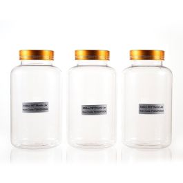 500cc Clear PET Plastic Packer Bottle (F2202P0500) with Electroplated Gold Plastic Cap (Hot Stamped Double Lines on the Side)