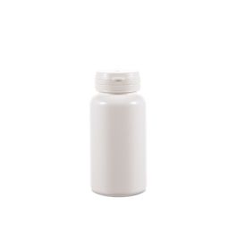 150cc Opaque White Plastic Packer Bottle (F2203H0150) with White Tamper-Evident Flip Top Plastic Cap
