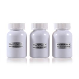 150cc Opaque White PET Plastic Packer Bottle (F2203P0150) with White Child-Resistant Plastic Cap