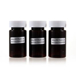 100cc Amber PET Plastic Packer Bottle (F2205P0100) with White Child-Resistant Plastic Cap