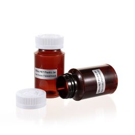 120cc Amber PET Plastic Packer Bottle (F3005P0120) with White Child-Resistant Plastic Cap