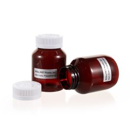 150cc Amber PET Plastic Packer Bottle (F3006P0150) with White Child-Resistant Plastic Cap