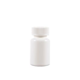 75cc Opaque White Plastic Packer Bottle (F3302H0075) with White Child-Resistant Plastic Cap