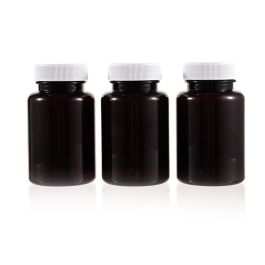 120cc Amber PET Plastic Packer Bottle (F3001P0120) with White Screw Cap